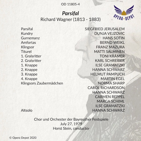 Wagner: Parsifal - Jerusalem, Vejzovic, Sotin, Weikl, Mazura; Stein. Bayreuth, 1979