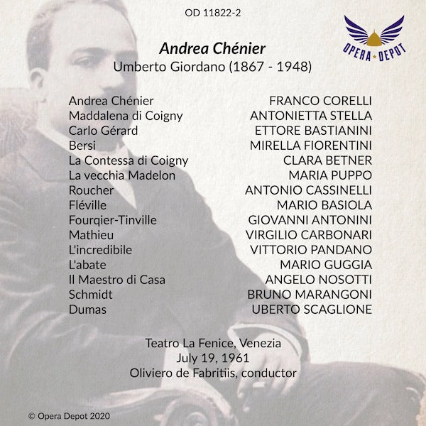 Giordano: Andrea Chénier - Corelli, Stella, Bastianini; de Fabritiis. Venezia, 1961