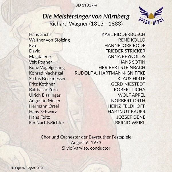 Wagner: Die Meistersinger von Nürnberg - Ridderbusch, Bode, Kollo, Hirte, Sotin; Varviso. Bayreuth, 1973