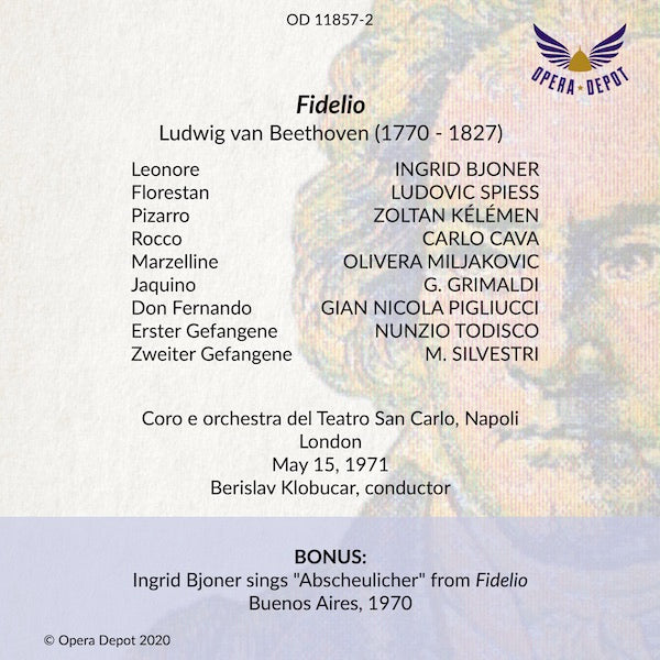 Beethoven: Fidelio - Bjoner, Spiess, Kélémen, Cava, Miljakovic; Klobucar. Napoli, 1971