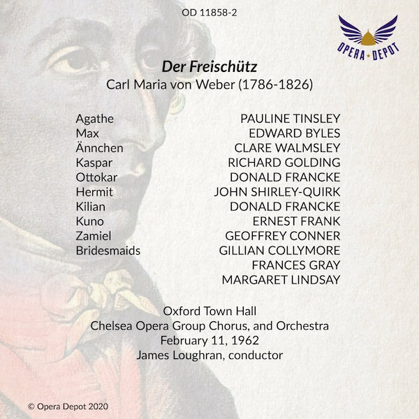 Weber: Der Freischütz - Tinsley, Byles, Walmsley, Golding, Shirley-Quirk; James Loughran. Oxford, 1962