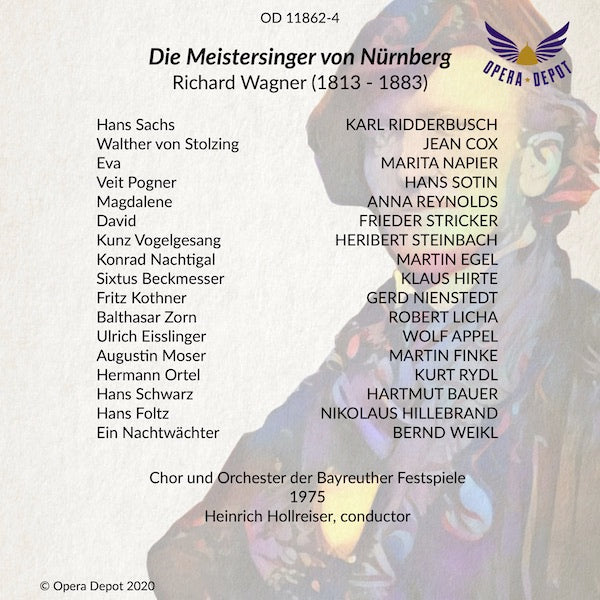 Wagner: Die Meistersinger von Nürnberg - Ridderbusch, Cox, Napier, Reynolds, Hirte, Sotin, Weikl; Hollreiser. Bayreuth, 1975