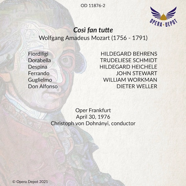 Mozart: Così fan tutte (in German) - Behrens, Schmidt, Heichele, J. Stewart; von Dohnanyi. Frankfurt, 1976