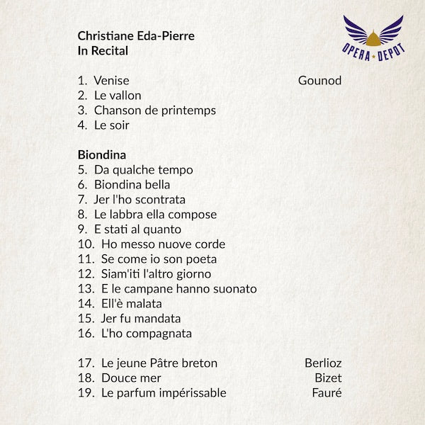 Recital: Christiane Eda-Pierre - Monique Bouvet, piano. Date and venue unknown