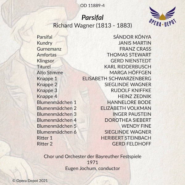 Wagner: Parsifal - Kónya, Martin, Crass, Stewart, Ridderbusch, Nienstedt; Jochum. Bayreuth, 1971