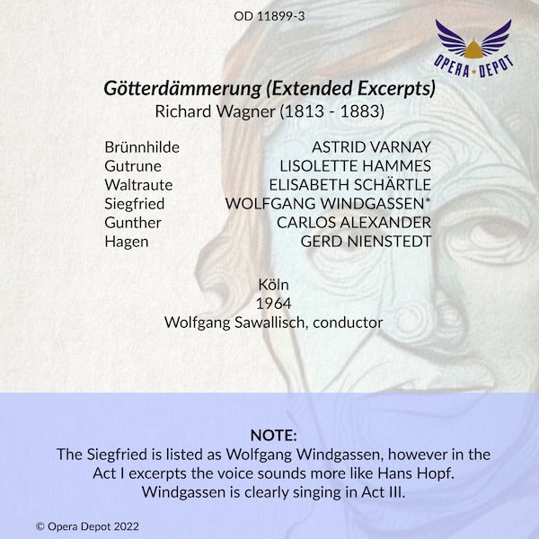 Wagner: Götterdämmerung (Extended Excerpts from Acts I & III) - Varnay, Windgassen, Nienstedt, Alexander; Sawallisch. Köln, 1964