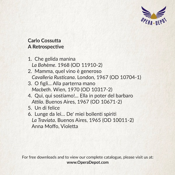 Compilation: Carlo Cossutta - Excerpts from Cavalleria Rusticana, Bohème, Macbeth, Attila, Ballo, Traviata, Trovatore and Otello