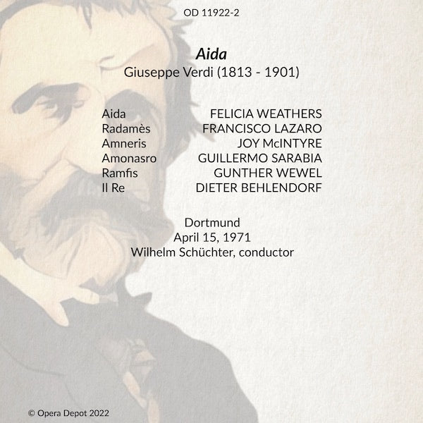Verdi: Aida - Weathers, Lazaro, J. McIntyre, Sarabia; Schüchter. Dortmund, 1971