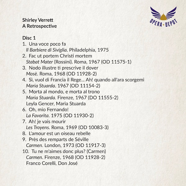 Compilation: Shirley Verrett - Excerpts from Barbiere, Maria Stuarda, Carmen, Troyens, Don Carlo, Trovatore, Aida
