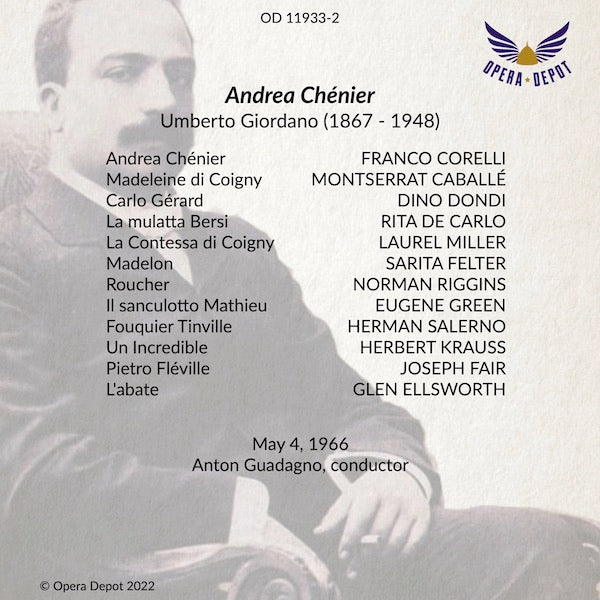 Giordano: Andrea Chénier - Corelli, Caballé, Dondi; Guadagno. 1966