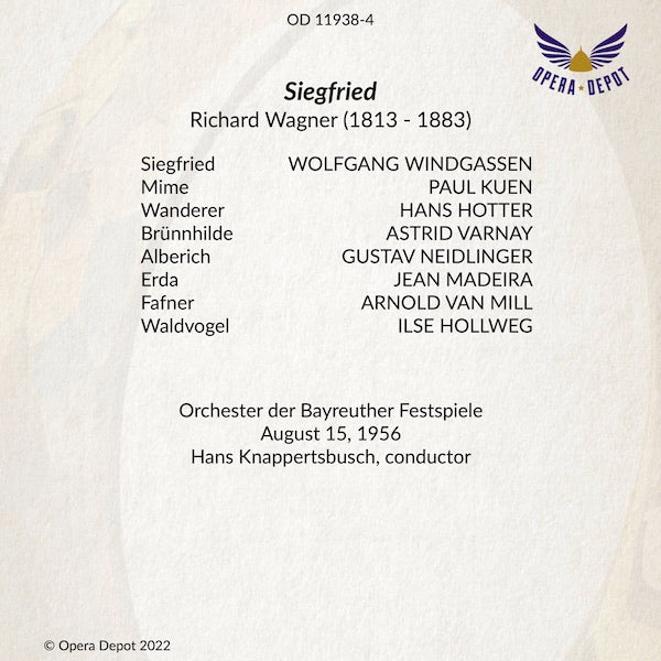 Wagner: Siegfried - Windgassen, Varnay, Hotter, Kuen, Neidlinger, Madeira; Knappertsbusch. Bayreuth, 1956