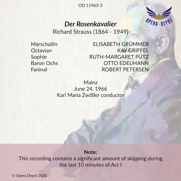 Strauss: Der Rosenkavalier - Grümmer, Griffel, Pütz, Edelmann; Zwißler. Mainz, 1966