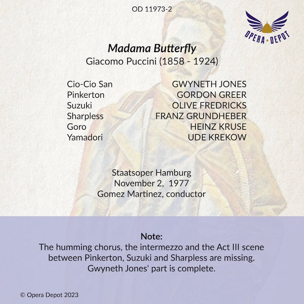 Puccini: Madama Butterfly - Jones, Greer, Grundheber, Fredricks; Martinez. Hamburg, 1977