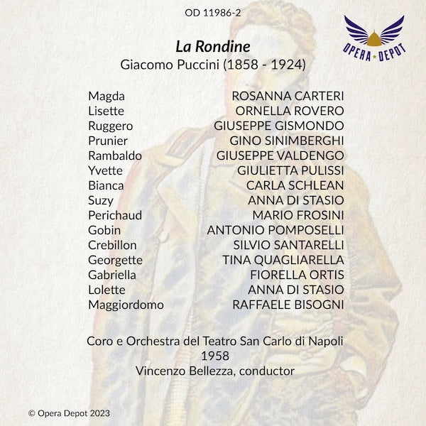 Puccini: La Rondine - Carteri, Gismondo, Valdengo; Bellezza. Napoli, 1958