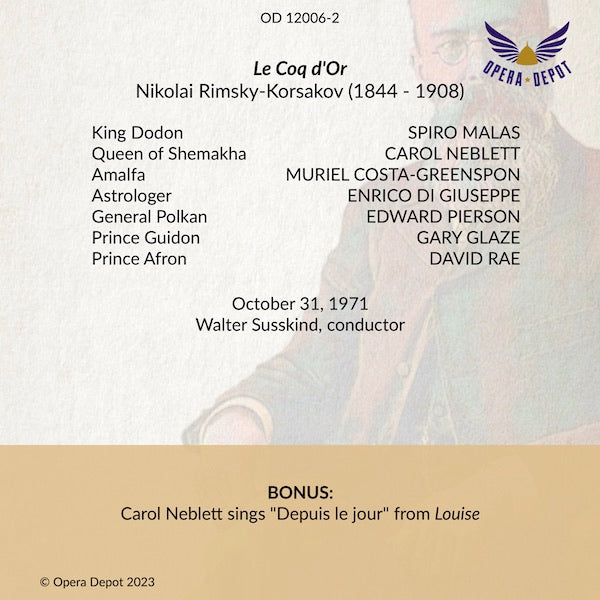 Rimsky-Korsakov: Le Coq d'Or (In English) - Malas, Neblett, di Giuseppe, Welting; Susskind. 1971