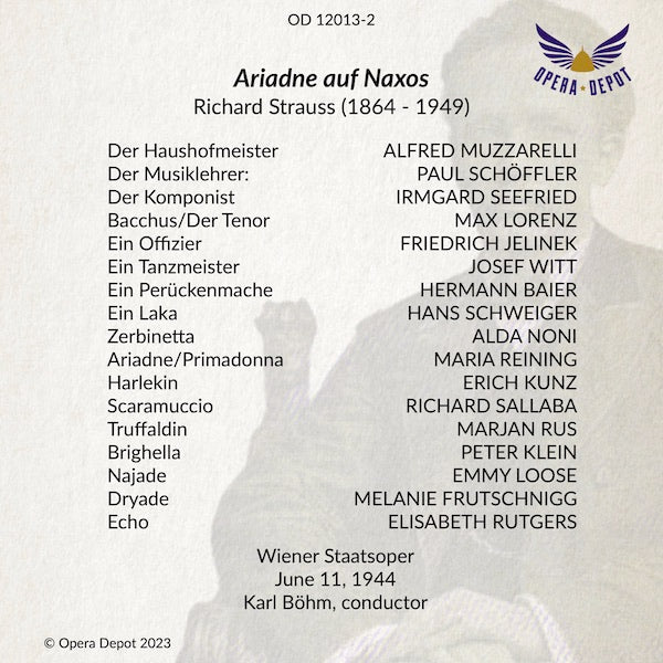 Strauss: Ariadne auf Naxos - Reining, Seefried, Noni, Lorenz, Schöffler; Böhm. Wien, 1944