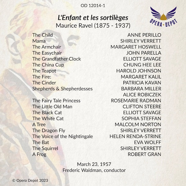 Ravel: L'Enfant et les sortilèges (In English) - Perillo, Verrett, Hoswell, Johnson; Waldman. 1957