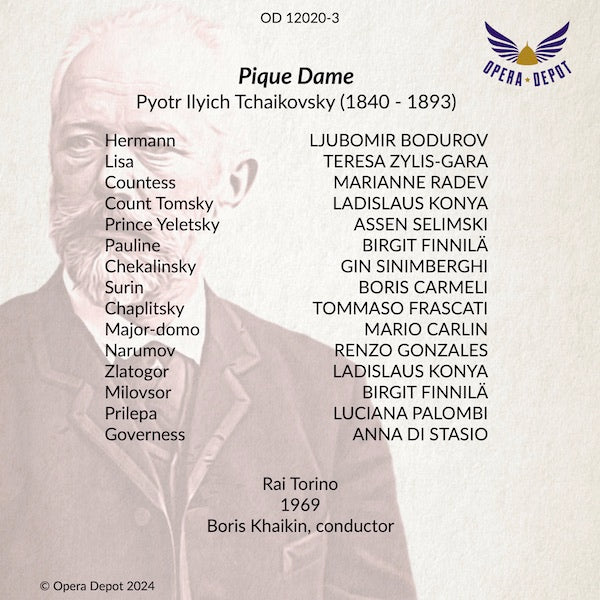 Tchaikovsky: Pique Dame (In Italian) - Bodurov, Zylis-Gara, Radev, L. Konya, Selimski; Khaikin. Torino, 1969
