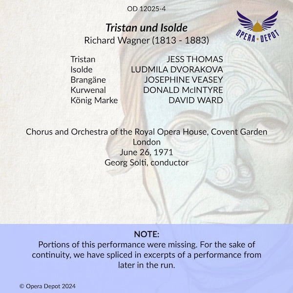 Wagner: Tristan und Isolde - Dvorakova, Thomas, Veasey, McIntyre, Ward; Solti. London, 1971