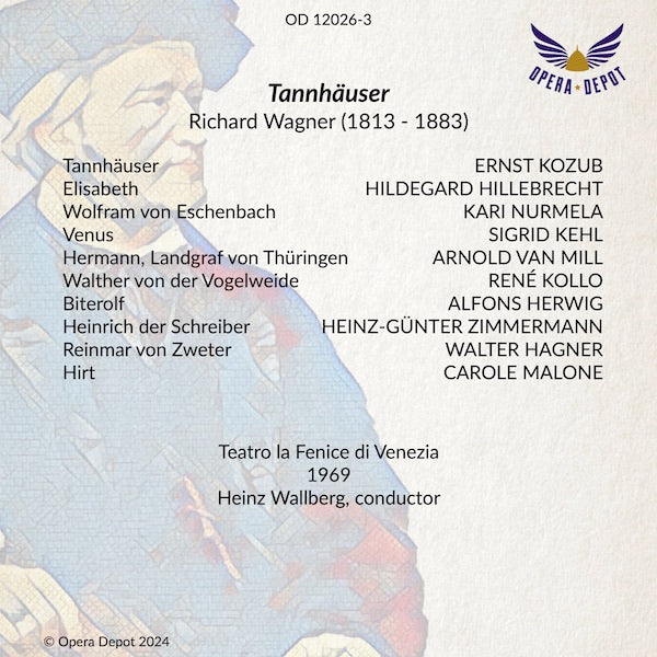 Wagner: Tannhäuser - Kozub, Hillebrecht, Kehl, Nurmela, van Mill, Kollo; Wallberg. Venezia, 1969