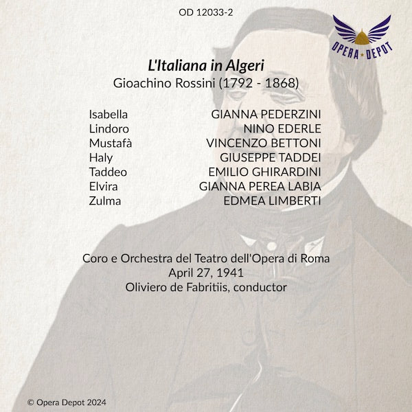 Rossini: L'Italiana in Algeri - Pederzini, Ederle, Bettoni, Taddei; de Fabritiis. Roma, 1941