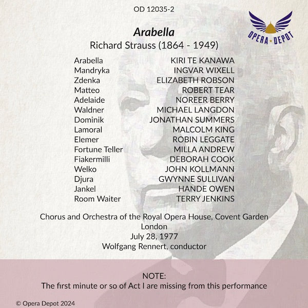 Strauss: Arabella - Te Kanawa, Wixell, Robson, Tear, N. Berry, Langdon, Andrew; Rennert. London, 1977